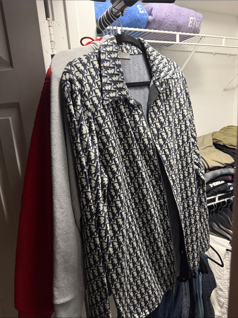 Dior Navy and White Monogram Button-Down Shirt - Picture 3 of 3